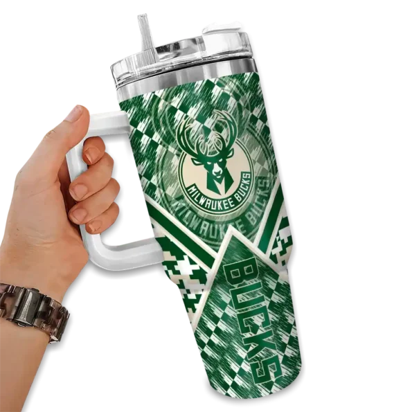 customized milwaukee bucks chevron angle green curved tumbler fashion forward 1.webp