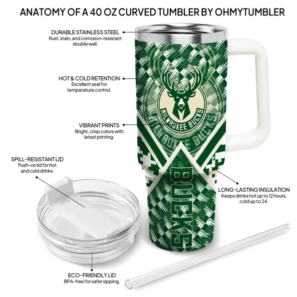 customized milwaukee bucks chevron angle green curved tumbler new arrival 1.webp