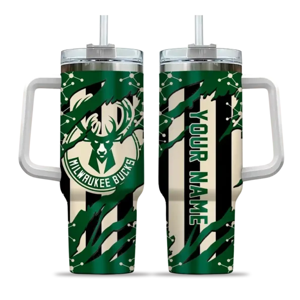 customized milwaukee bucks claw cut green black curved tumbler best selling 1.webp