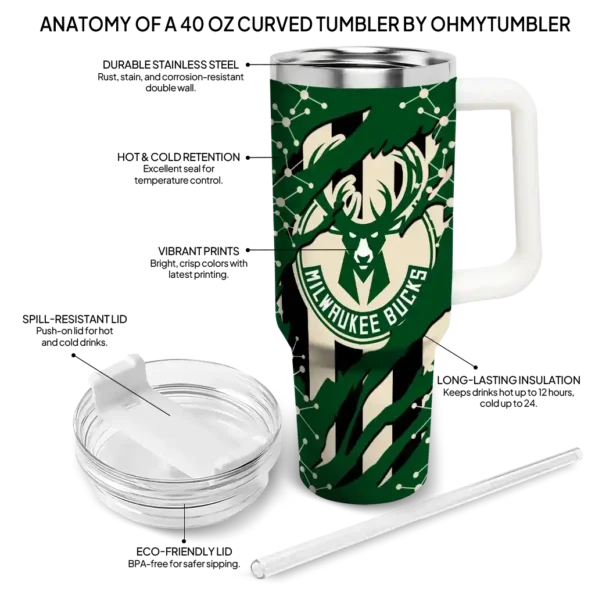 customized milwaukee bucks claw cut green black curved tumbler new arrival 1.webp