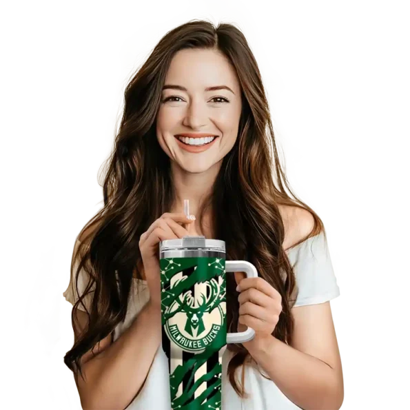 customized milwaukee bucks claw cut green black curved tumbler premium grade 1.webp