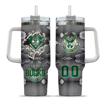 customized milwaukee bucks superman shield green gray curved tumbler best selling 1.webp