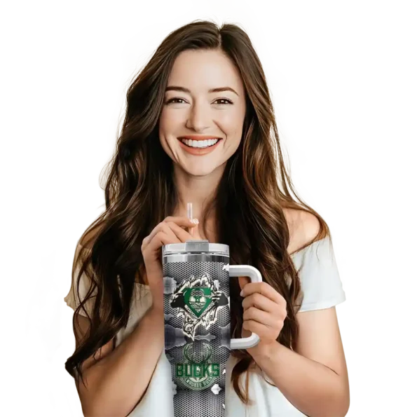 customized milwaukee bucks superman shield green gray curved tumbler premium grade 1.webp