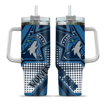 customized minnesota timberwolves arrow burst midnight blue curved tumbler best selling 1.webp
