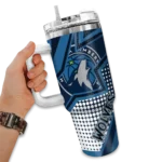 customized minnesota timberwolves arrow burst midnight blue curved tumbler best selling 1.webp