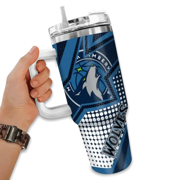 customized minnesota timberwolves arrow burst midnight blue curved tumbler fashion forward 1.webp