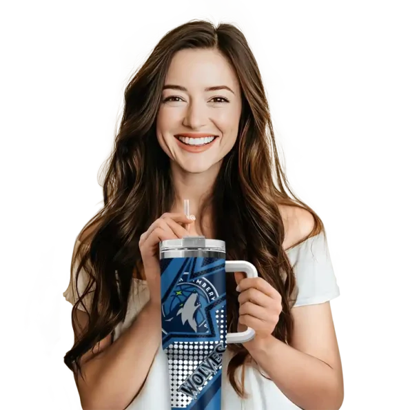 customized minnesota timberwolves arrow burst midnight blue curved tumbler premium grade 1.webp