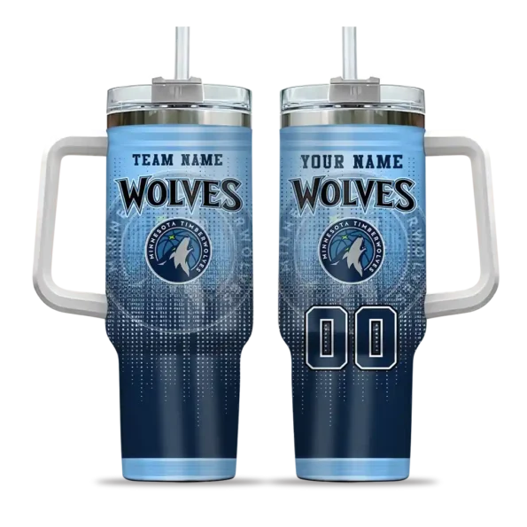 customized minnesota timberwolves gradient dots midnight blue curved tumbler best selling 1.webp