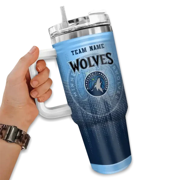 customized minnesota timberwolves gradient dots midnight blue curved tumbler fashion forward 1.webp
