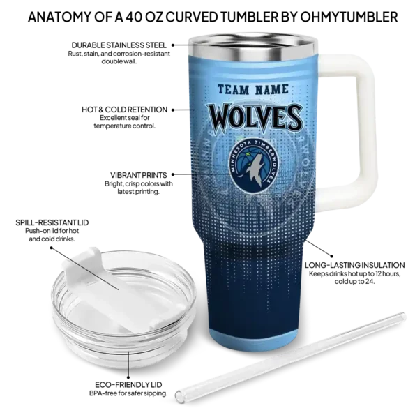 customized minnesota timberwolves gradient dots midnight blue curved tumbler new arrival 1.webp