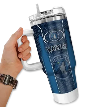 customized minnesota timberwolves hexagon armor midnight blue curved tumbler fashion forward 1.webp