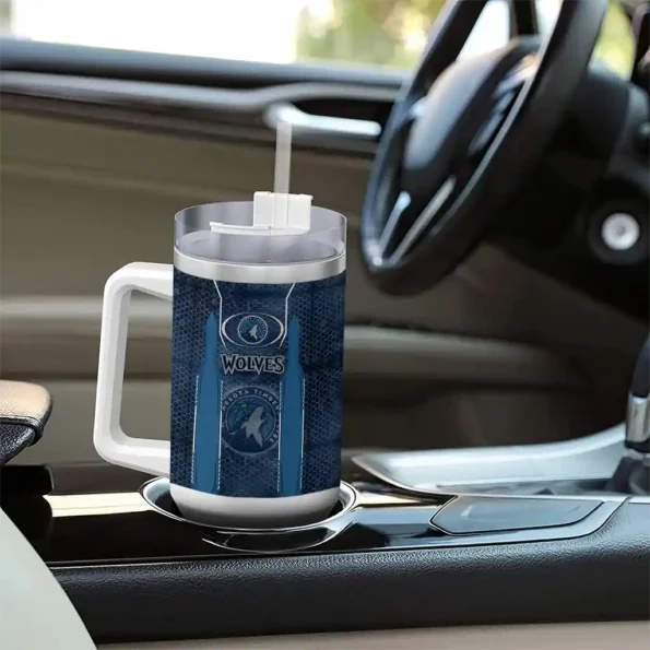 customized minnesota timberwolves hexagon armor midnight blue curved tumbler trendy 1.webp
