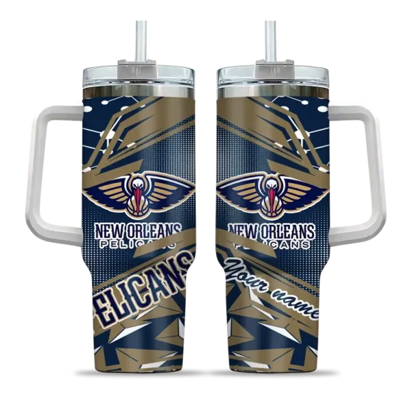 customized new orleans pelicans abstract paths navy curved tumbler best selling 1.webp