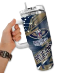 customized new orleans pelicans abstract paths navy curved tumbler best selling 1.webp