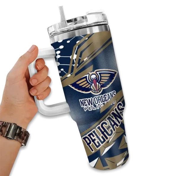 customized new orleans pelicans abstract paths navy curved tumbler fashion forward 1.webp