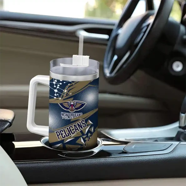 customized new orleans pelicans abstract paths navy curved tumbler trendy 1.webp