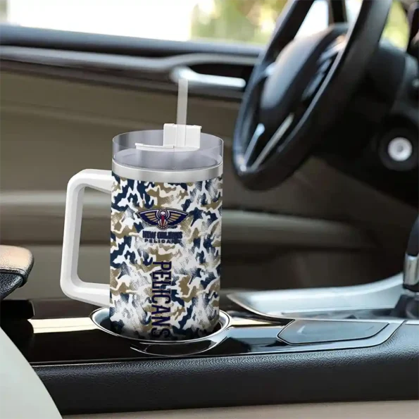 customized new orleans pelicans camo mashup navy white curved tumbler trendy 1.webp