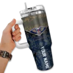 customized new orleans pelicans chevron stripe navy curved tumbler best selling 1.webp