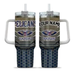 customized new orleans pelicans hex texture navy curved tumbler best selling 1.webp