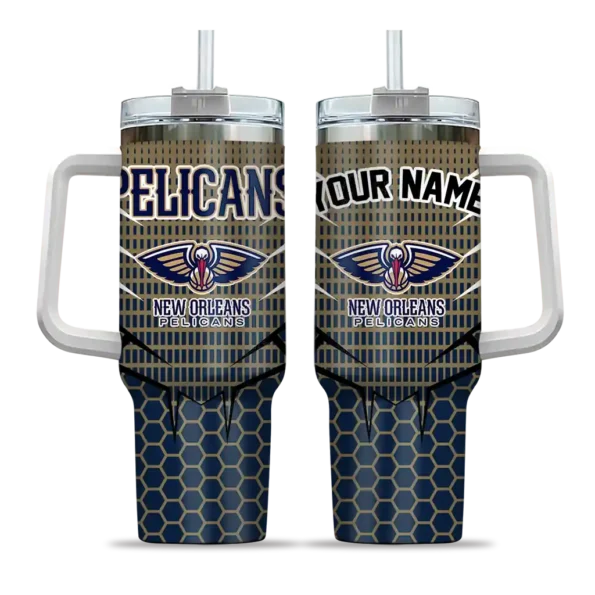 customized new orleans pelicans hex texture navy curved tumbler best selling 1.webp