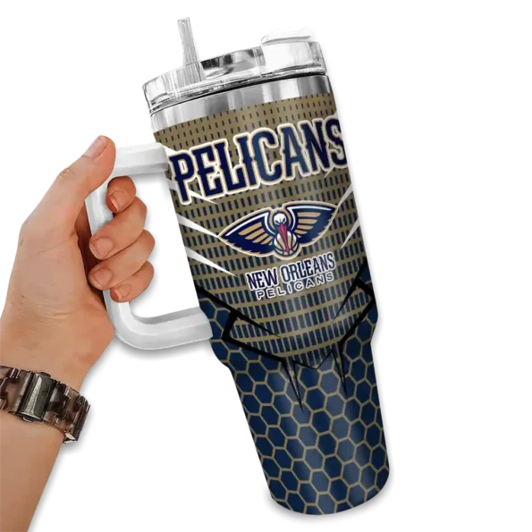 customized new orleans pelicans hex texture navy curved tumbler fashion forward 1.webp