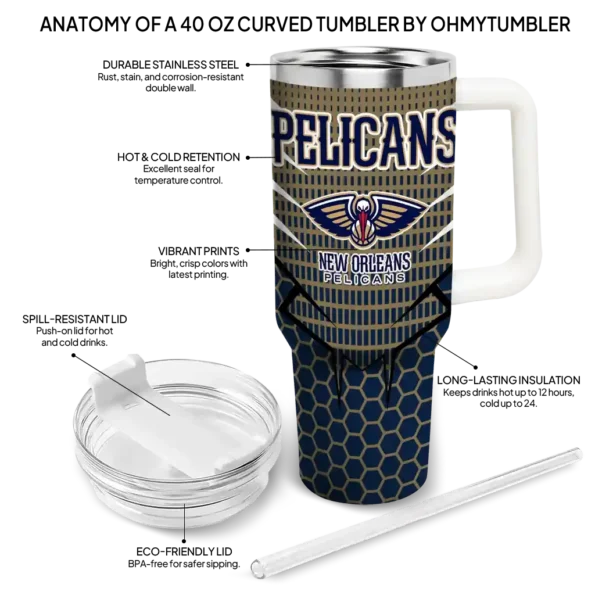 customized new orleans pelicans hex texture navy curved tumbler new arrival 1.webp