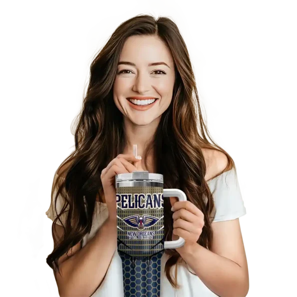 customized new orleans pelicans hex texture navy curved tumbler premium grade 1.webp