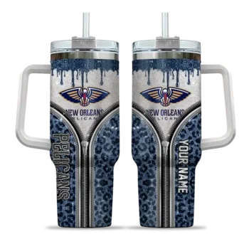 customized new orleans pelicans leopard zipper navy curved tumbler best selling 1.webp