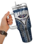 customized new orleans pelicans leopard zipper navy curved tumbler best selling 1.webp