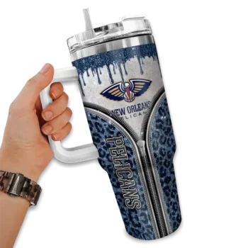 customized new orleans pelicans leopard zipper navy curved tumbler fashion forward 1.webp