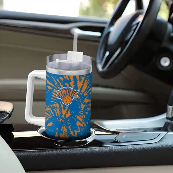 customized new york knicks burst swirl blue curved tumbler trendy 1.webp