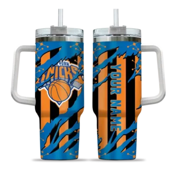 customized new york knicks claw cut blue black curved tumbler best selling 1.webp