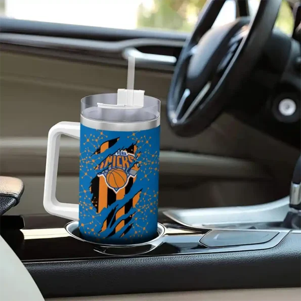 customized new york knicks claw cut blue black curved tumbler trendy 1.webp