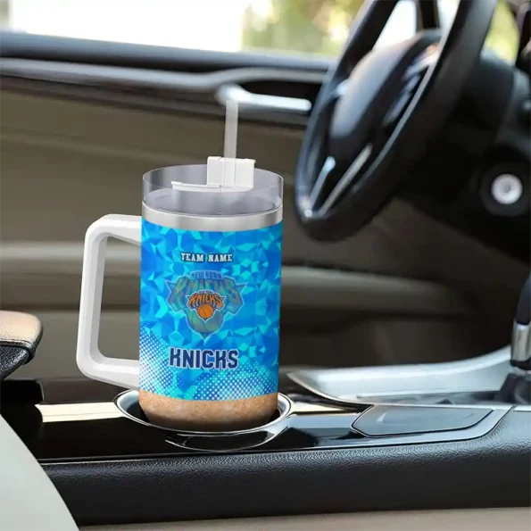 customized new york knicks geometric prism blue curved tumbler trendy 1.webp