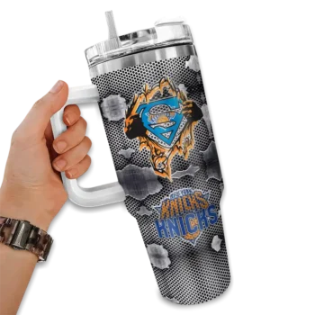 customized new york knicks superman shield blue gray curved tumbler fashion forward 1.webp