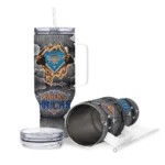 customized new york knicks superman shield blue gray curved tumbler best selling 1.webp
