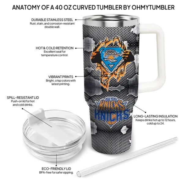customized new york knicks superman shield blue gray curved tumbler new arrival 1.webp
