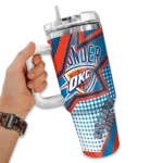 customized oklahoma city thunder arrow burst blue curved tumbler best selling 1.webp