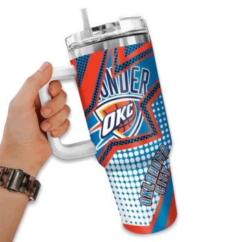 customized oklahoma city thunder arrow burst blue curved tumbler fashion forward 1.webp