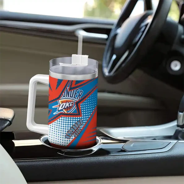 customized oklahoma city thunder arrow burst blue curved tumbler trendy 1.webp