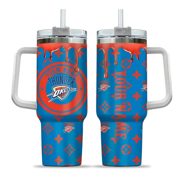 customized oklahoma city thunder bullseye drips blue curved tumbler best selling 1.webp