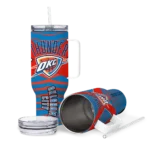 customized oklahoma city thunder chevron layers blue curved tumbler best selling 1.webp