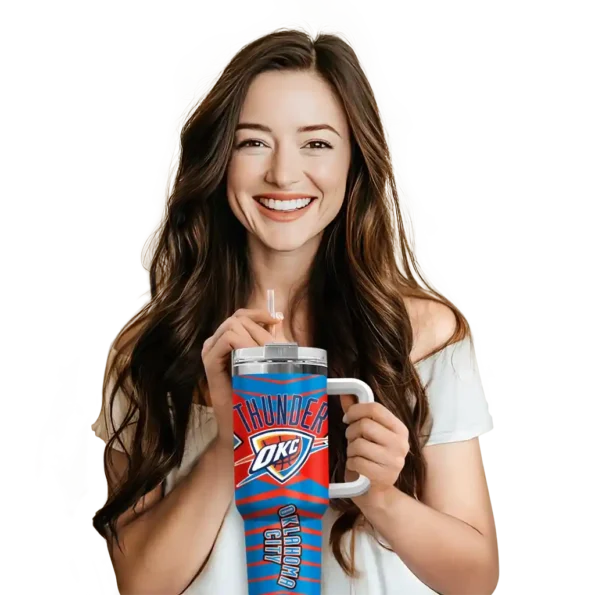 customized oklahoma city thunder chevron layers blue curved tumbler premium grade 1.webp