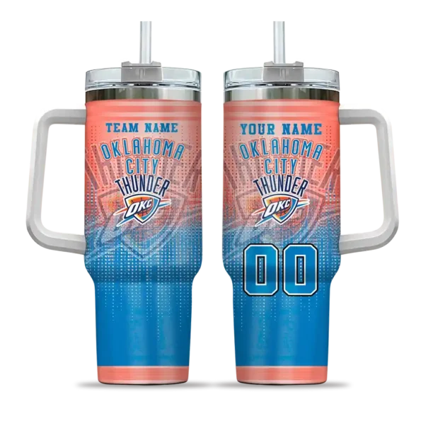 customized oklahoma city thunder gradient dots blue curved tumbler best selling 1.webp
