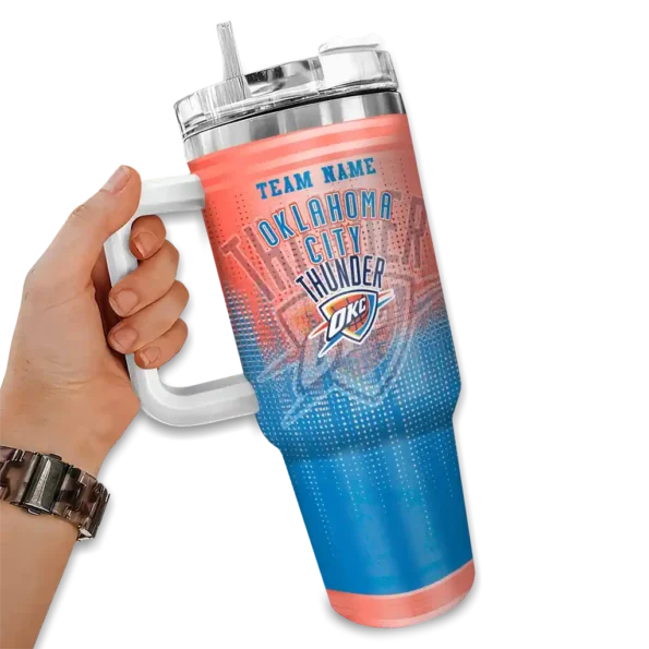 customized oklahoma city thunder gradient dots blue curved tumbler fashion forward 1.webp