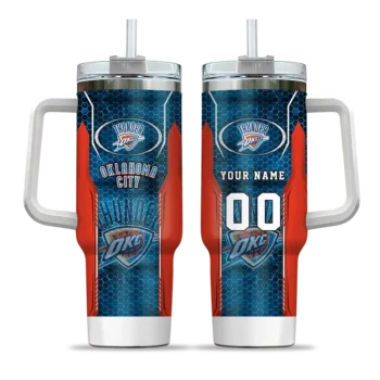 customized oklahoma city thunder hexagon armor blue curved tumbler best selling 1.webp