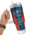 customized oklahoma city thunder hexagon armor blue curved tumbler best selling 1.webp
