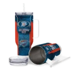 customized oklahoma city thunder hexagon armor blue curved tumbler best selling 1.webp