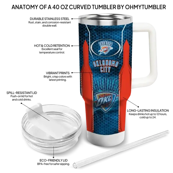 customized oklahoma city thunder hexagon armor blue curved tumbler new arrival 1.webp
