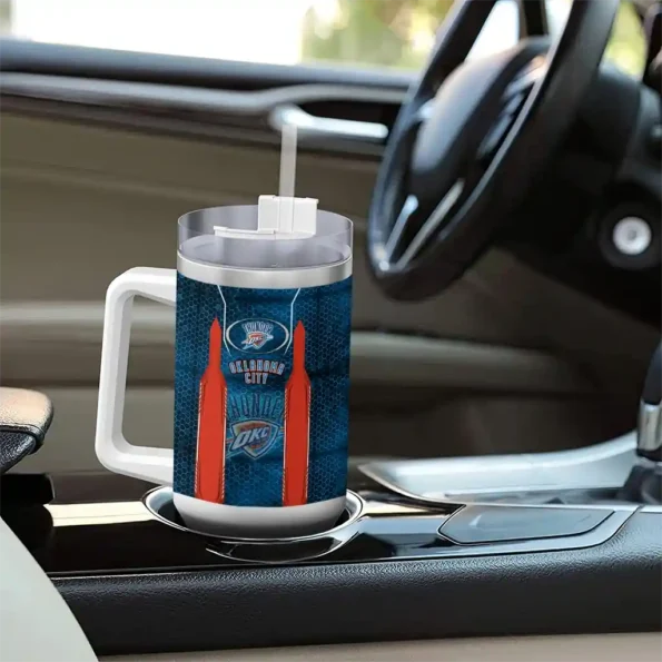 customized oklahoma city thunder hexagon armor blue curved tumbler trendy 1.webp